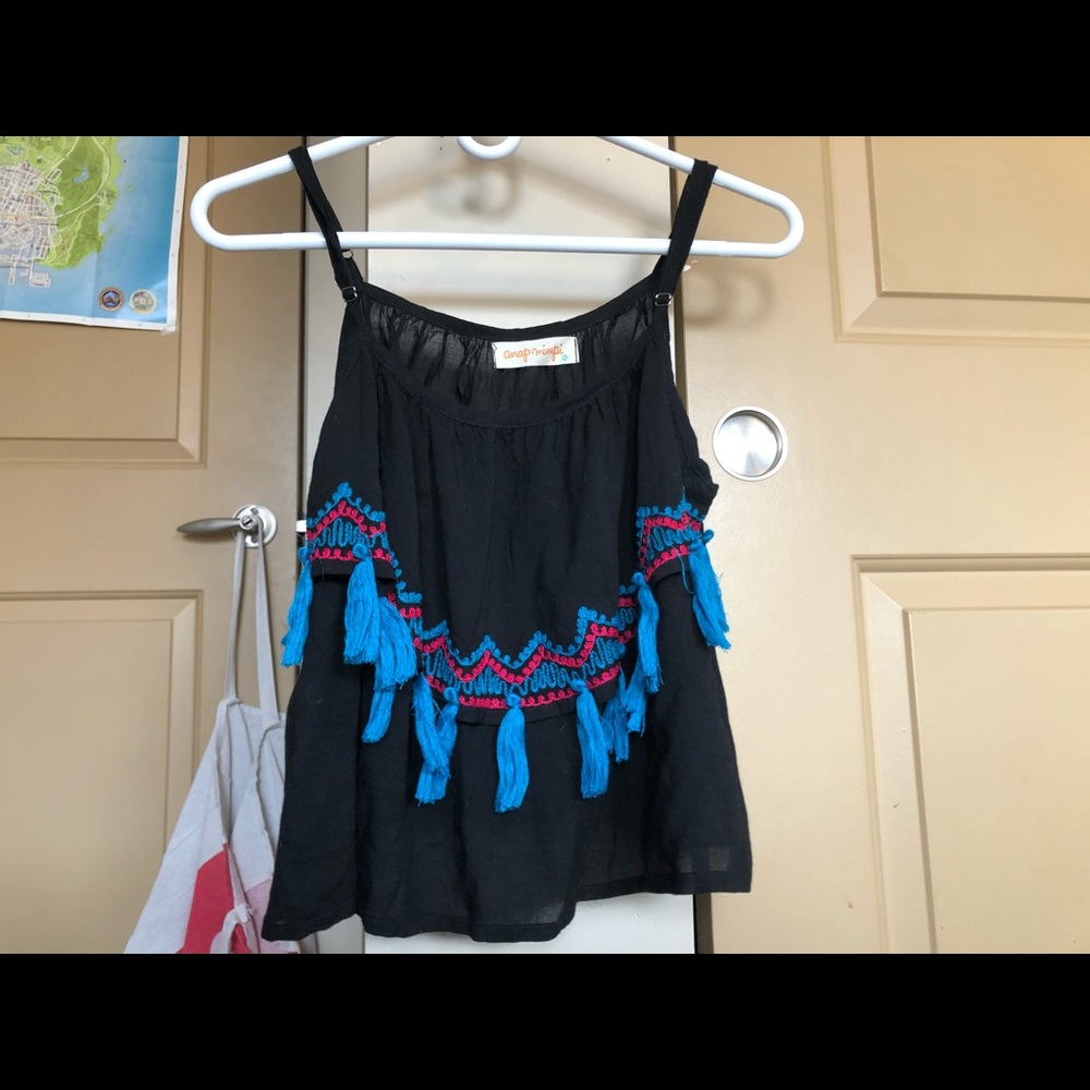 Cute Ruffle Black Tank